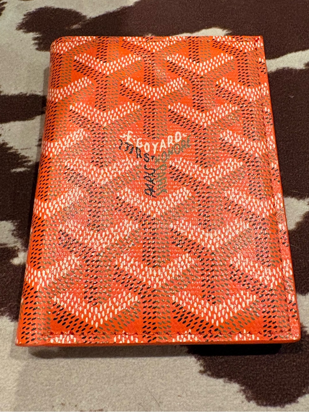 Goyard Orange Saint Sulpice Card Wallet / Slim Bifold Card Holder Made in France